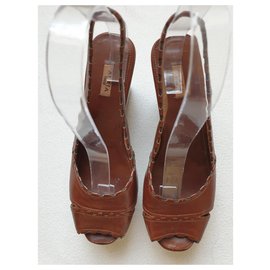 Alaïa-Wooden Wedge.-Brown