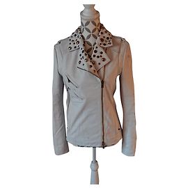 Pierre Balmain Perfecto Lederjacke Weiß Weiß