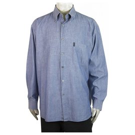 Ermenegildo Zegna-Ermenegildo Zegna Sport Lightweight Blue Denim Shirt Long Sleeve Cotton Mens XXL-Light blue