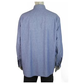 Ermenegildo Zegna-Ermenegildo Zegna Sport Lightweight Blue Denim Shirt Long Sleeve Cotton Mens XXL-Light blue