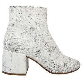 Mm6 Bottines à talon bloc craquelé Noir Blanc