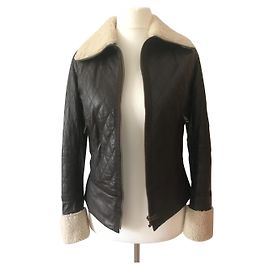Weekend Max Mara Leder Shearling Bikerjacke Braun