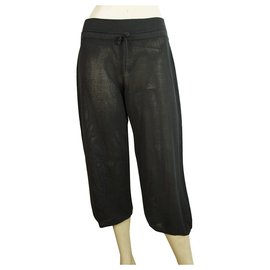 Autre Marque-Crossley Black Perforated Cropped Pants 100% Baumwoll-Sommerhose sz S.-Schwarz