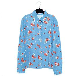 Vilshenko Georgia Blue Viscose Damask Blouse Blue