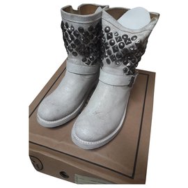 Bottines Biker Ash Blanc Cuir Blanc