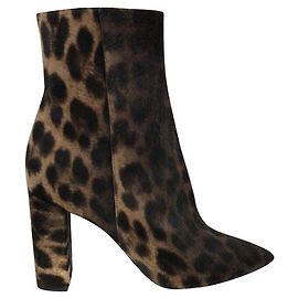 bottines saint laurent en daim à imprimé léopard Marron Noir