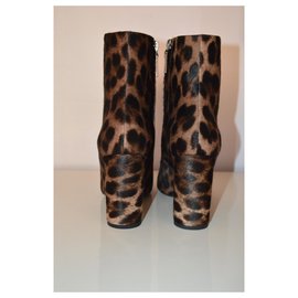 Saint Laurent-saint laurent ankle boots in suede with a leopard print-Brown,Black