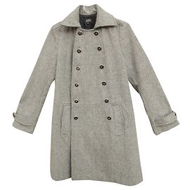 Apc Grey Wool Tweed Trapeze Coat 36 Grey