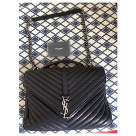 Yves Saint Laurent-College medium YSL handbag-Black