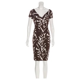Diane Von Furstenberg-DvF Esotovan silk dress US 4-Brown,White