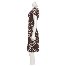 Diane Von Furstenberg-DvF Esotovan silk dress US 4-Brown,White