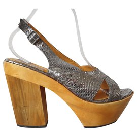 Lanvin Silber Python Sandalen Silber