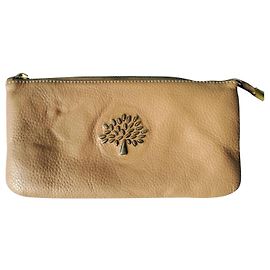 Mulberry Mora 390207 Monedero / billetera de cuero de grano completo Beige