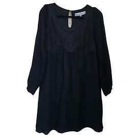 Designers Remix Tutikilong Kleid schwarz Seide Wolle Schwarz