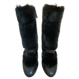 Hermès Ankle Boots Black Mink Fur 36.5 Black