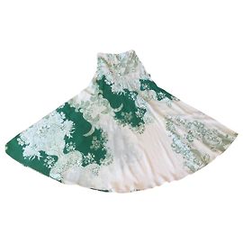Gonna lunga Roberto Cavalli in seta bianca e verde Bianco Verde