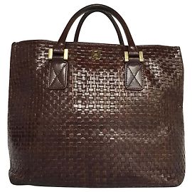 Fendi Woven Leather Handbag Dark brown