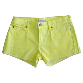 7 For All Mankind-7 For All Mankind Cut off Colored Denim Jeans Shorts size 28 in yellow!-Yellow