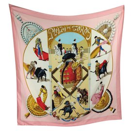 Hermès Plaza de Toros Rosa Rosso Beige D'oro Blu chiaro