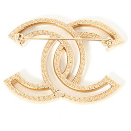 Chanel-gran cc RHINESTONES DE ORO-Dorado