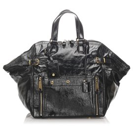 Yves Saint Laurent Sac cabas Downtown en cuir verni noir YSL Noir