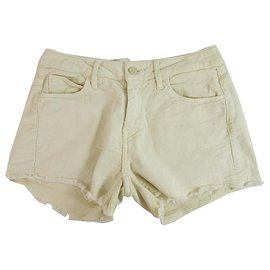 Reiko-Reiko Karlie Ivory Ecru Cut off Summer Cotton Elastan Shorts size 27-Cream