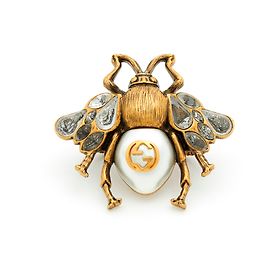 Gucci BEE RING CRISTALLI E PERLA XXL NOVITÀ D'oro