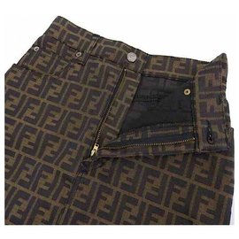 Fendi-Vintage Zucca FF Mini Skirt-Khaki