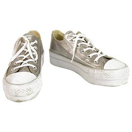 Scarpe da ginnastica Converse All Star in tela argento con plateau e scarpe da ginnastica Eur 36.5 US 6 Argento
