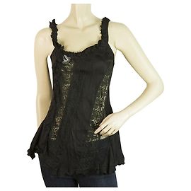 Marithé et François Girbaud Marithe Francois Girbaud Blusa de renda preta sem mangas Cami Top size Fr 38 Preto