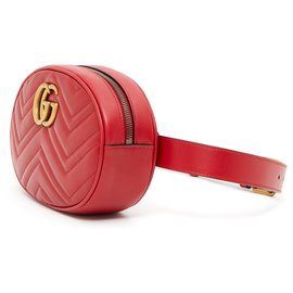 Gucci-BELT BAG GG MARMONT RED NEW-Red