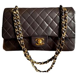 Rare Chanel Chocolate Brown lambskin medium timeless classic flap bag Brown