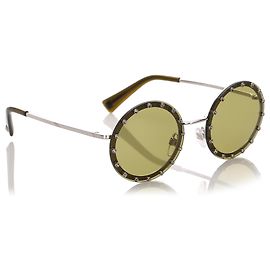 Gafas de sol redondas de cristal verde embellecidas Valentino Verde