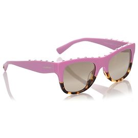 Valentino Pink Square Mirror Sonnenbrille Braun Pink