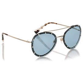 Valentino Green Crystal Embelished Aviator Sonnenbrille Grün