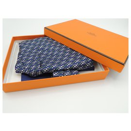Hermès-HERMES ASCOTT IN SILK-Blue,Green