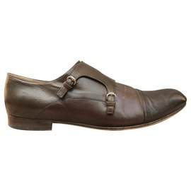 Gucci-Zapatos monk con forro de gucci p 43-Castaño