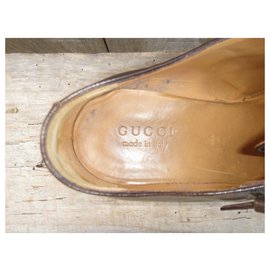 Gucci-Gucci p lined monk shoes 43-Brown
