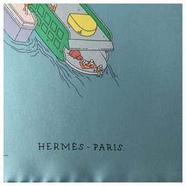 Hermès-Sciarpe di seta-Blu