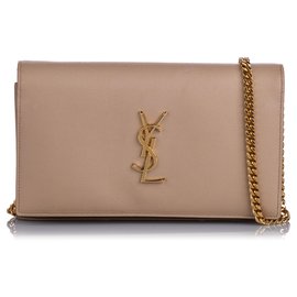 Autre Marque-YSL Brown Monogram Wallet On Chain-Brown,Beige