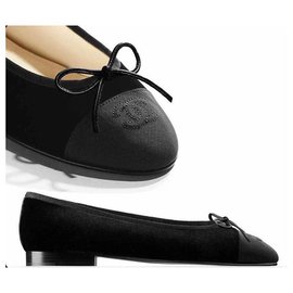 Chanel-BALLET FLAT CHANEL SUEDE NEGRO NUEVO-Negro