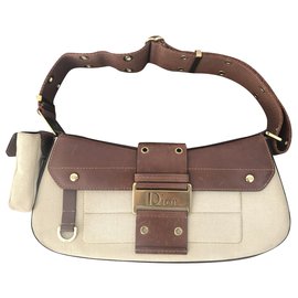 Dior Bolsas Marrom Bege Cru