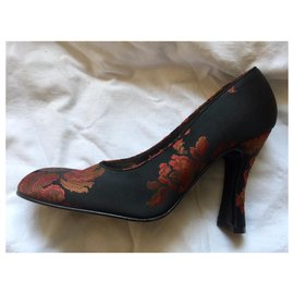 Sergio Rossi-Silk heels with pattern-Black,Red
