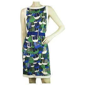 Dsquared2 DSquared Mini vestido sin mangas con estampado de pedal azul verde blanco talla L con cinturón Multicolor