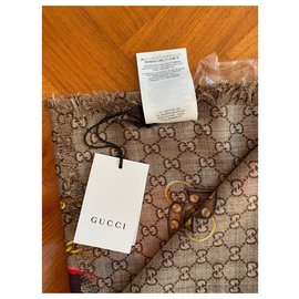 Gucci-gucci scarf floral new-Beige,Fuschia