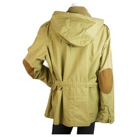 Ralph Lauren-Ralph Lauren Mustard Yellow Zipper Front Remov. Vest Hood Safari Jacket size XL-Brown