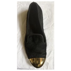 Giuseppe Zanotti-Dalia pony hair flats-Black,Golden