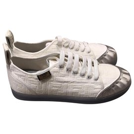 Fendi-SNEAKER Low top in white canvas-White