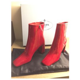 Prada-Patent leather ankle boots-Red