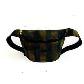 Fendi-Vintage Pecan Striped FF Waist Pouch-Brown